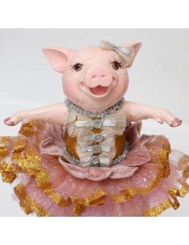 Figurka baletnica świnka złota