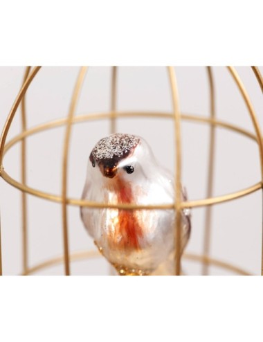 zawieszka ptak w klatce złotej