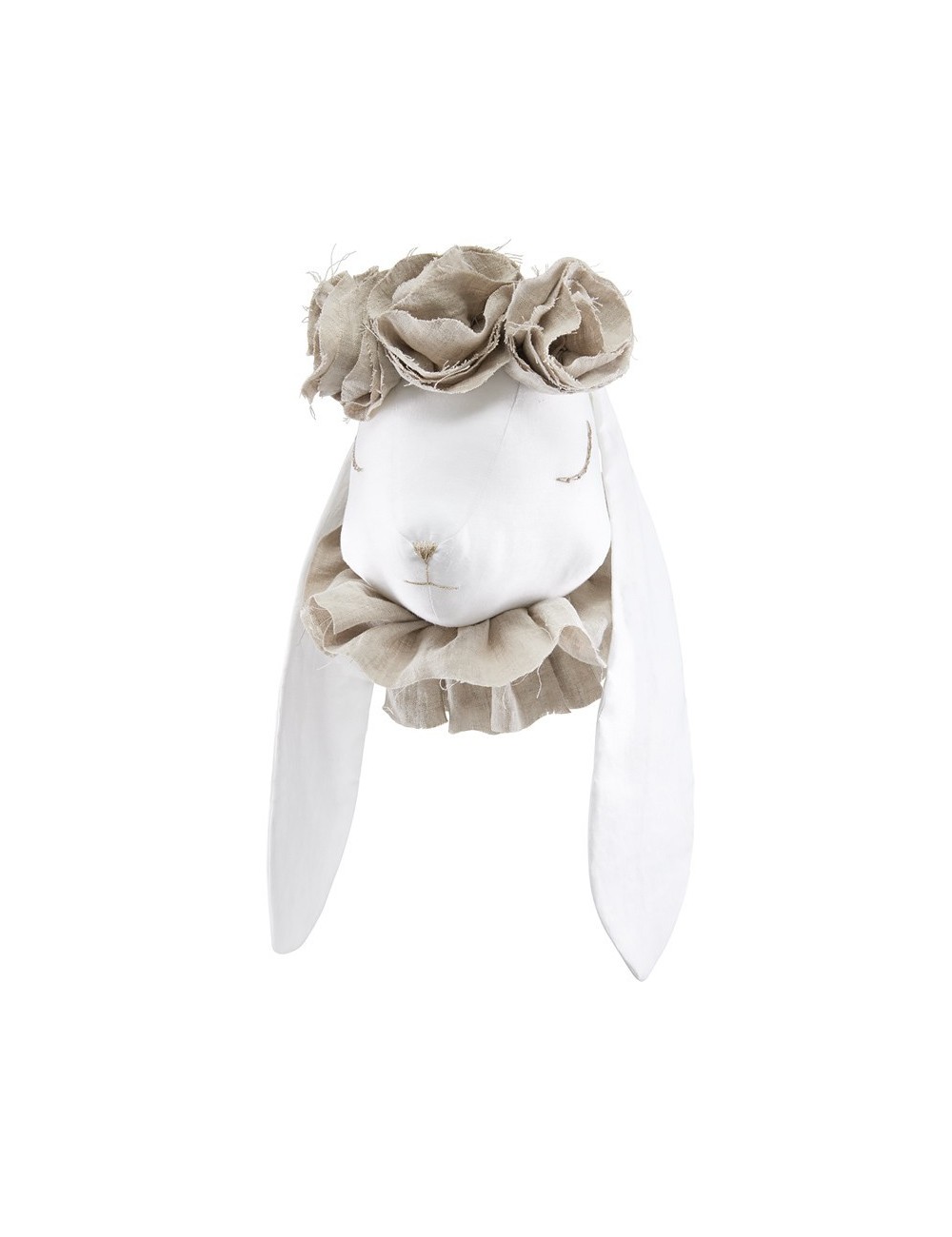 Królik lniany biały z kwiatami naturalnego beżu