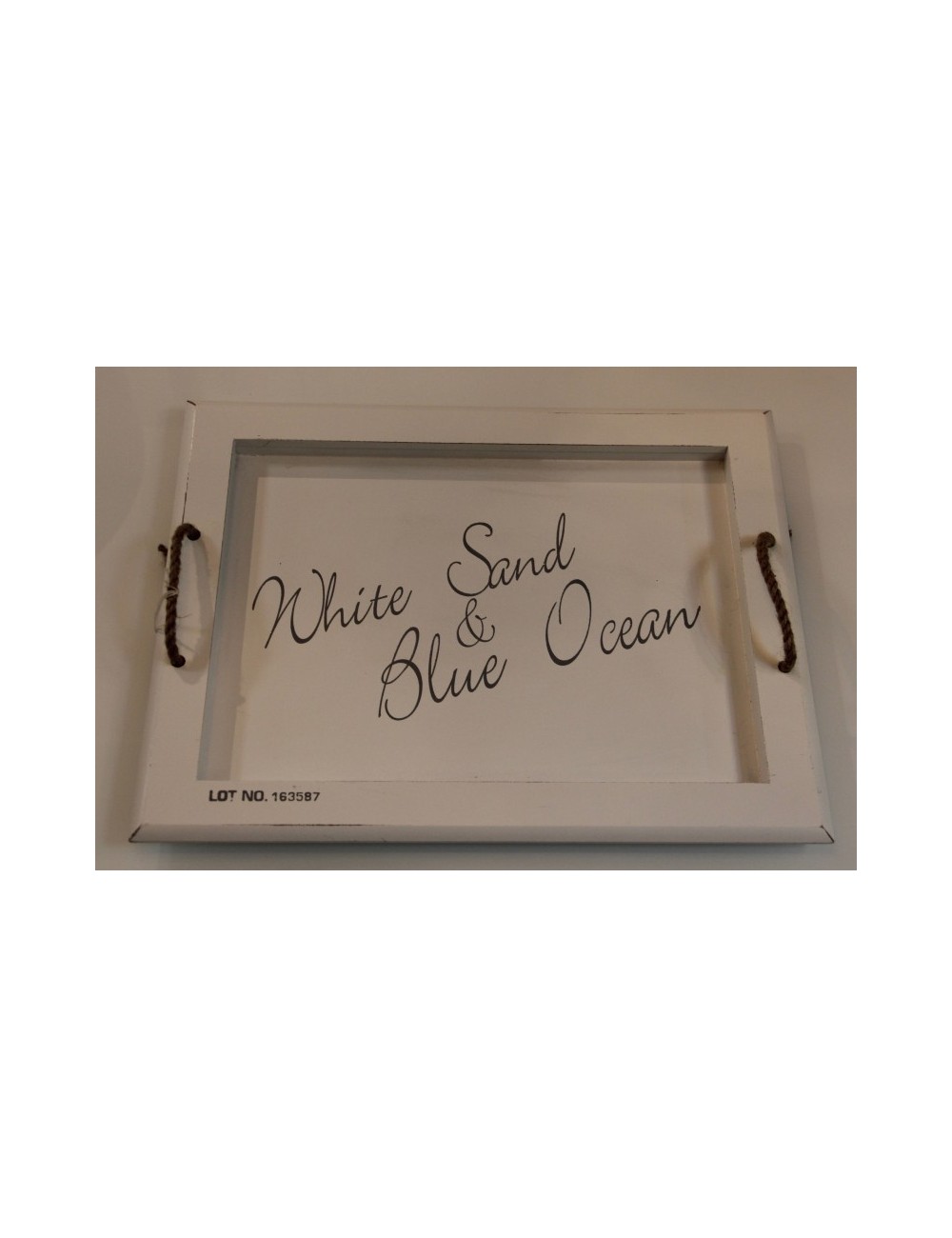 Taca Drewniana Biała Uszy Sznurek