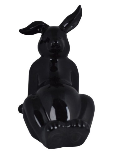 KRÓLIK LEŻĄCY CERAMICZNY CZARNY DUŻY