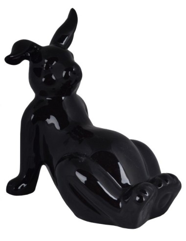 KRÓLIK LEŻĄCY CERAMICZNY CZARNY DUŻY