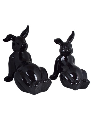 KRÓLIK LEŻĄCY CERAMICZNY CZARNY DUŻY