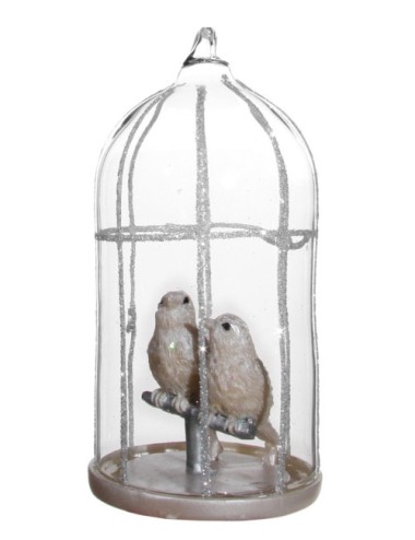 Zawieszka klatka srebrna ptaszki