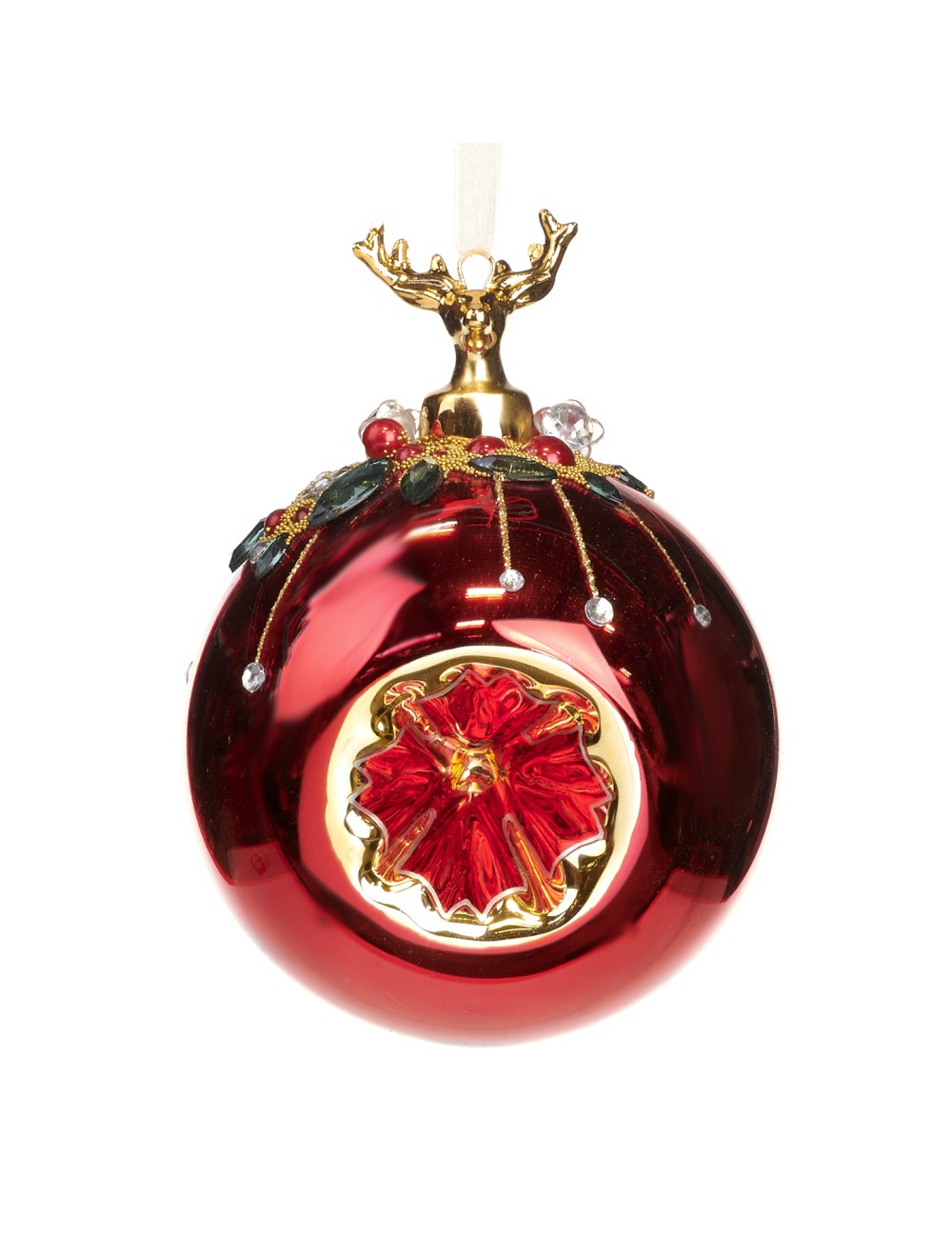Bombka czerwona z reniferem