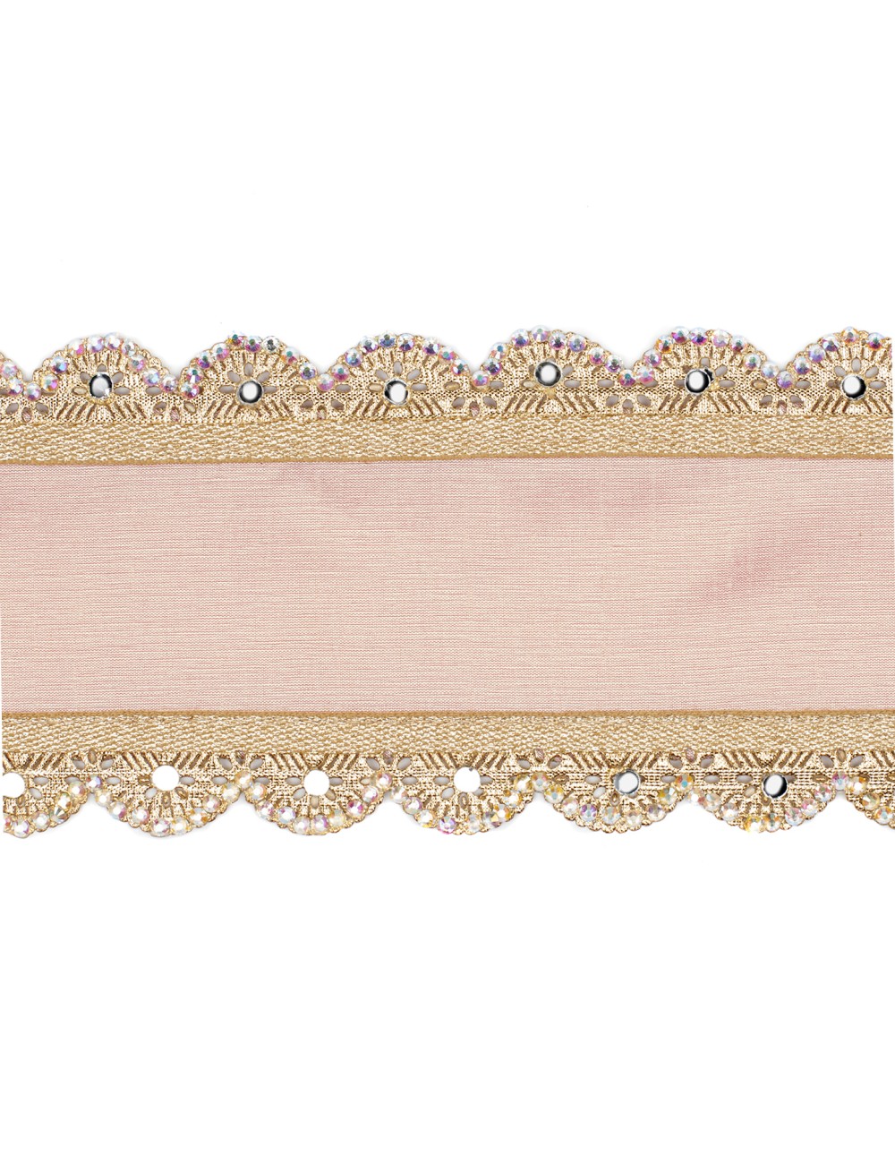 Wstążka dekoracyjna różowa złota koronka