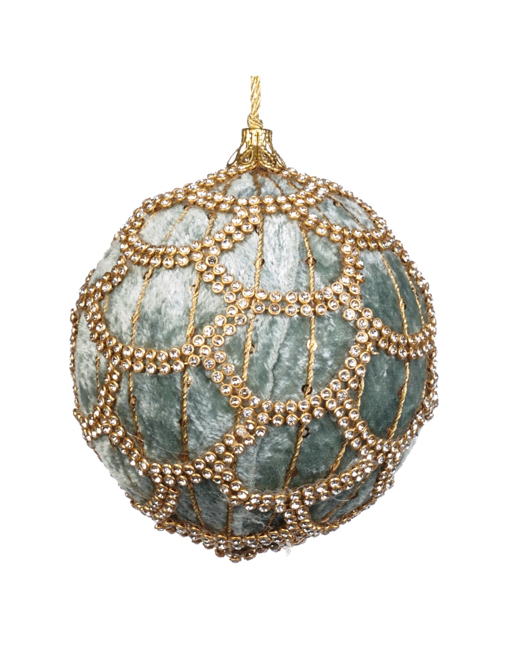 Bombka miętowa z aksamitu ze złotymi zdobieniami