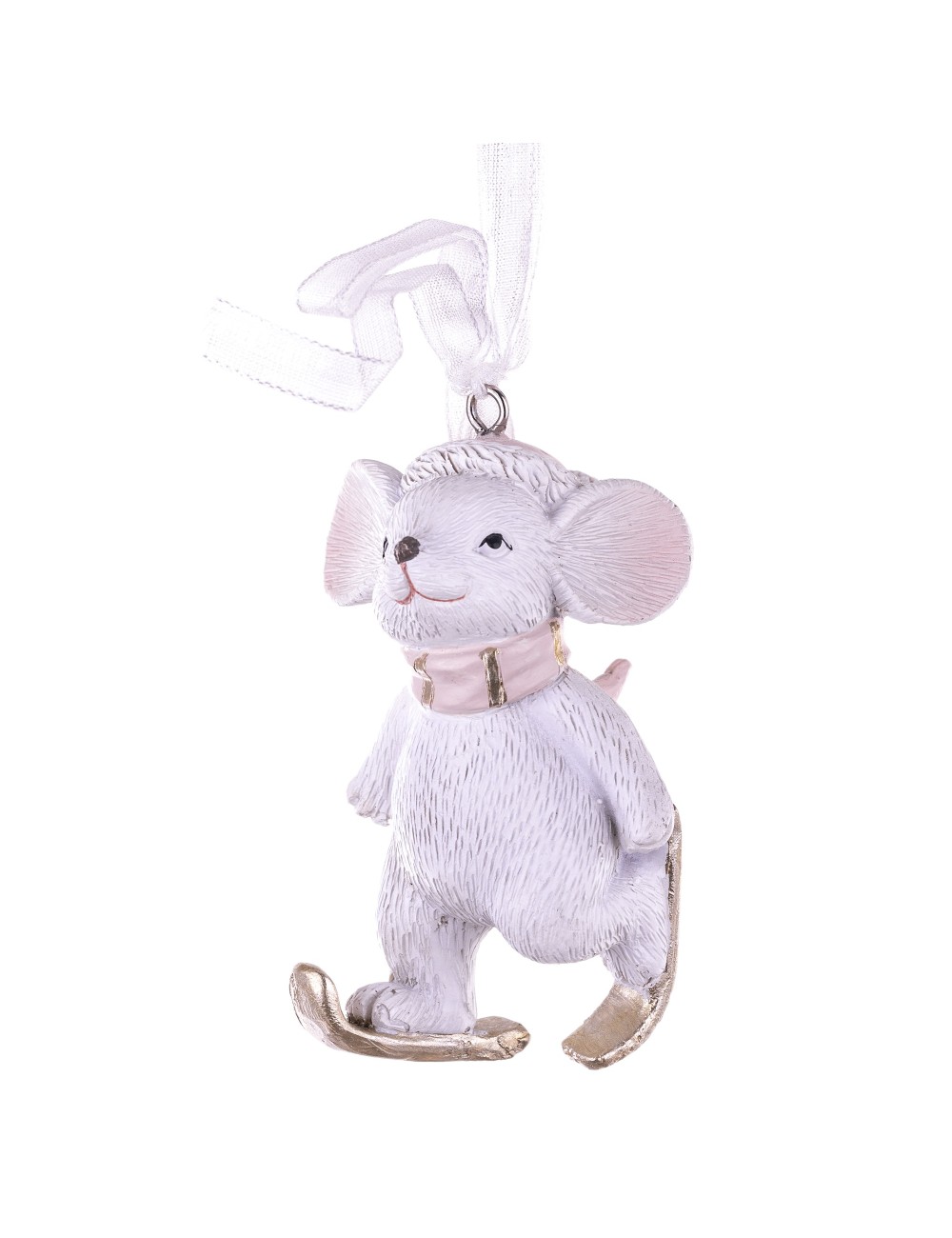 Zawieszka myszka na nartach pudrowy róż