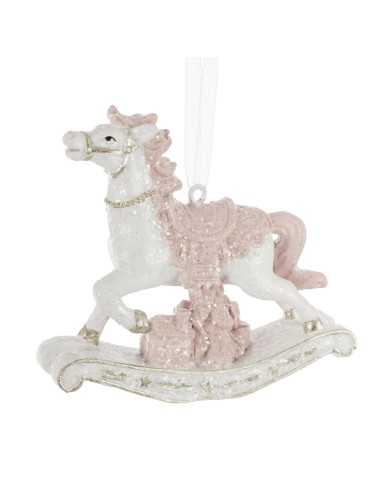 Zawieszka konik na biegunach róż brokat