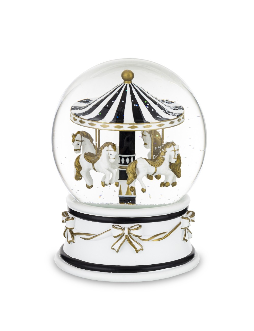 Szklana kula z pozytywką karuzela biało czarny pas