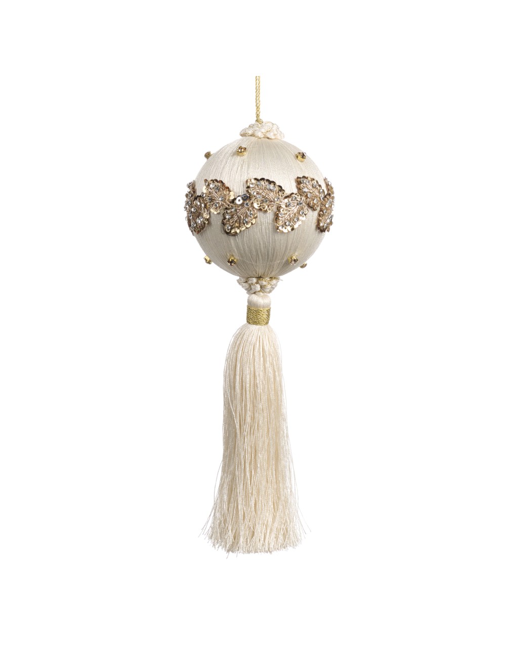 Bombka tkanina chwost krem-złoto