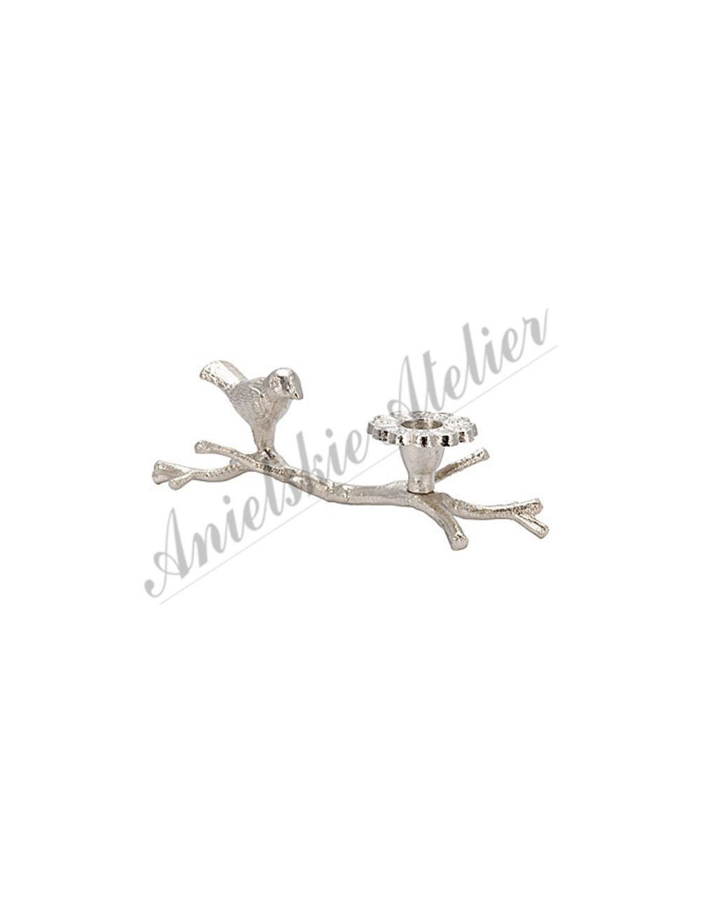 Świecznik z ptaszkiem na gałązce