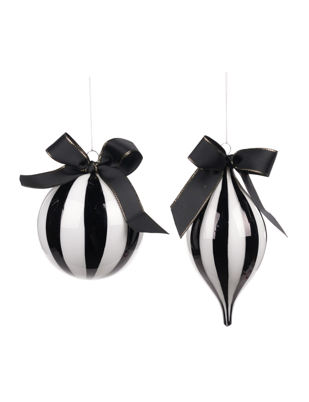 Bombka biało czarny pas