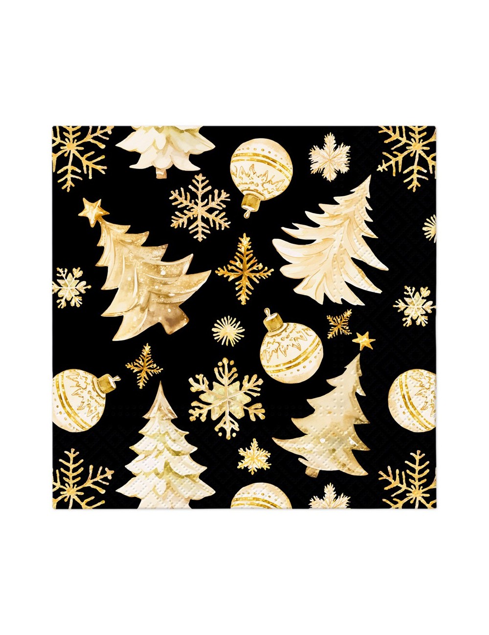 Serwetki świąteczne choinka złota czarne tło
