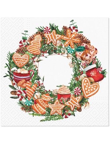 Serwetki świąteczne pierniczkowy wieniec