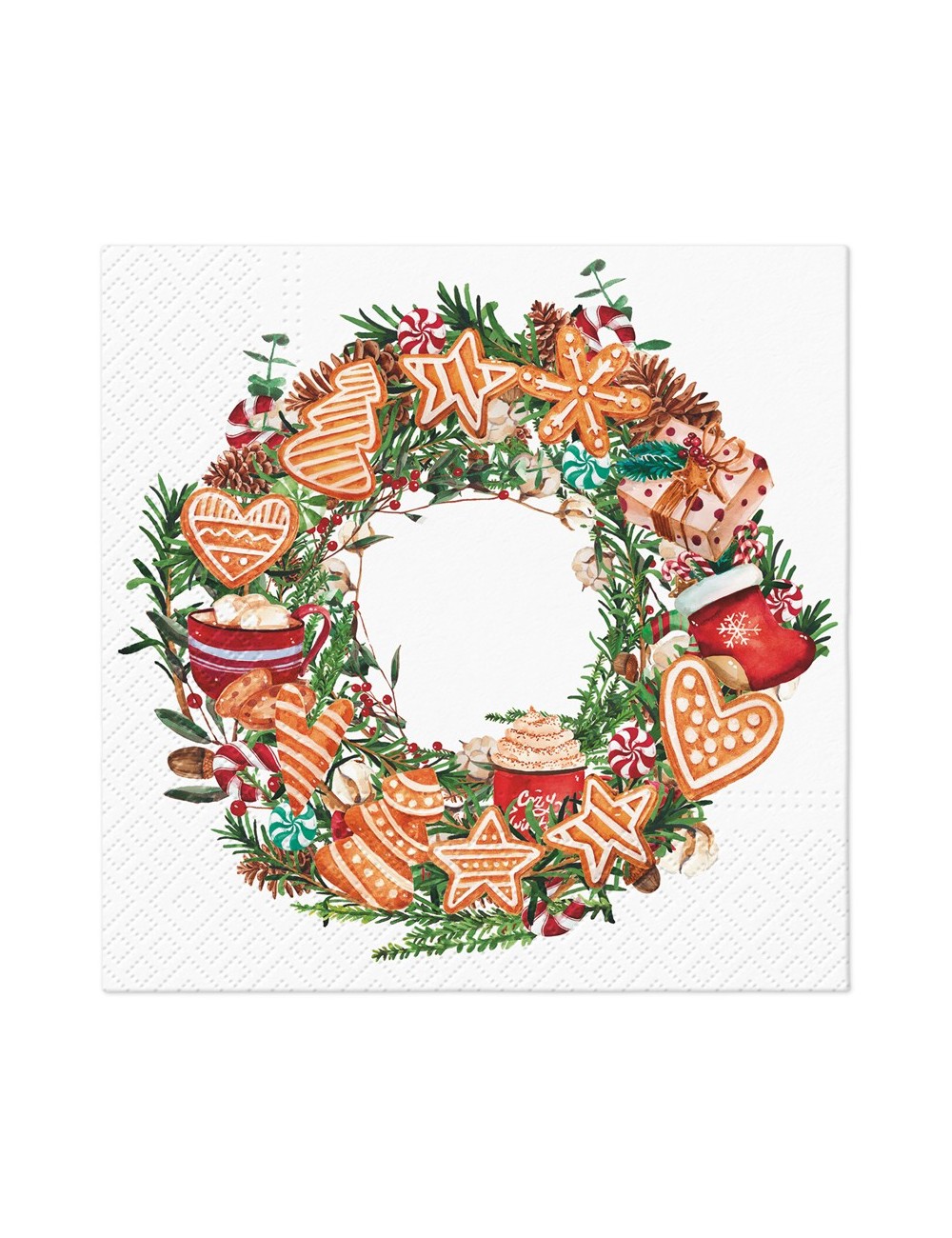 Serwetki świąteczne pierniczkowy wieniec