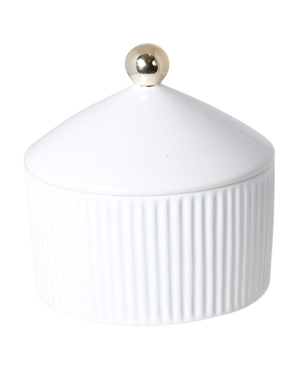 Puzderko ceramiczne białe ze złotą kuleczką duże