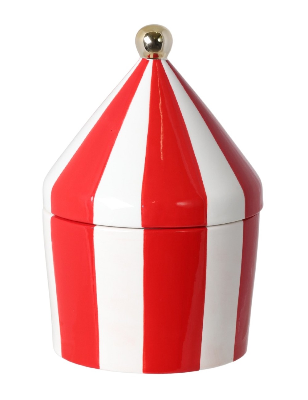 Pojemnik ceramiczny biało-czerwony paski   mały