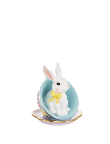 Figurka królik w niebieskiej filiżance