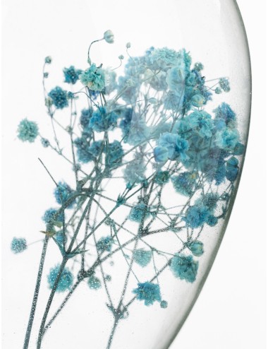 Zawieszka jajko szklane z turkusowym kwiatem