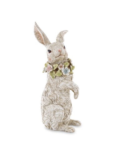 Figurka królik retro z wianuszkiem stojący