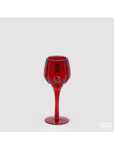 Świecznik czerwony kielich S