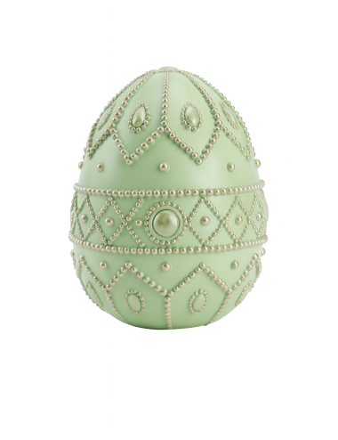 Jajko ceramiczne zielone ze złotymi zdobieniami