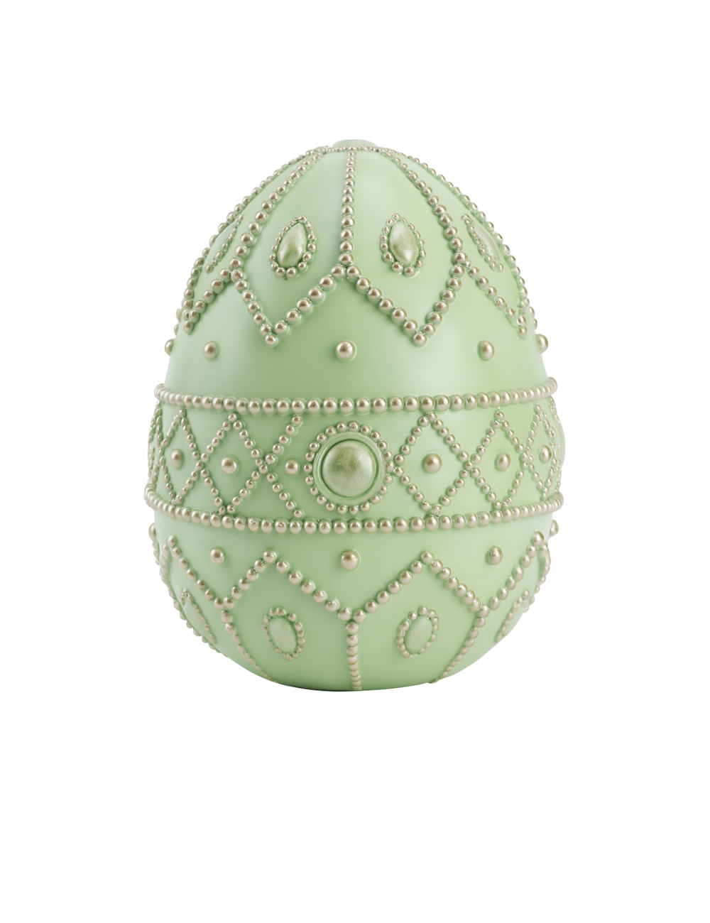 Jajko ceramiczne zielone ze złotymi zdobieniami