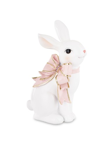 Figurka królik różowa kokarda