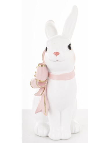 Figurka królik różowa kokarda