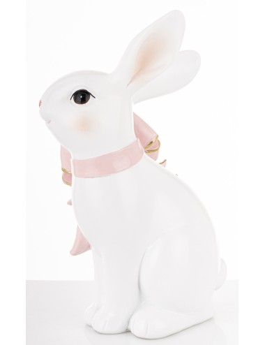 Figurka królik różowa kokarda