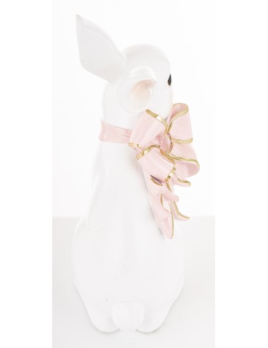Figurka królik różowa kokarda