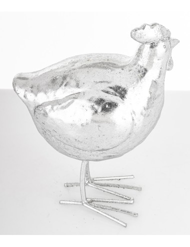 Figurka kura srebrna