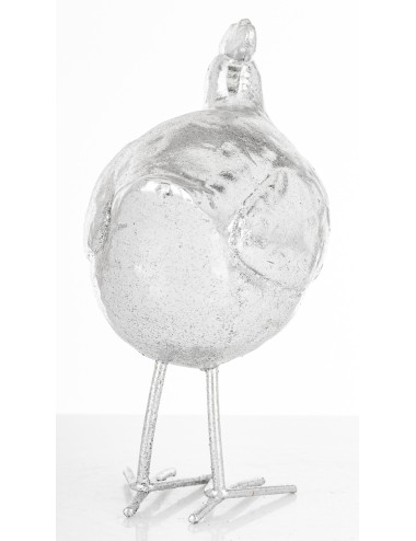 Figurka kura srebrna