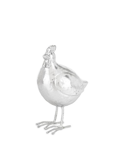 Figurka kura srebrna mała