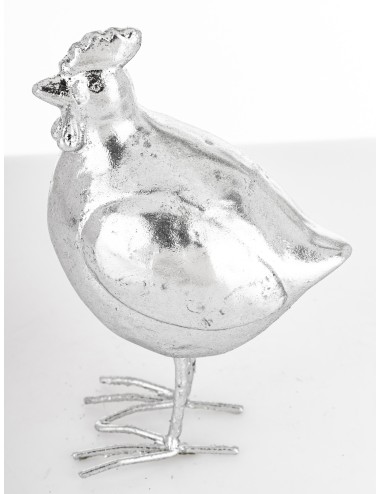 Figurka kura srebrna mała