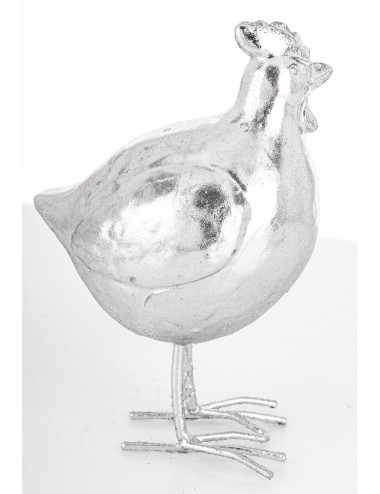 Figurka kura srebrna mała