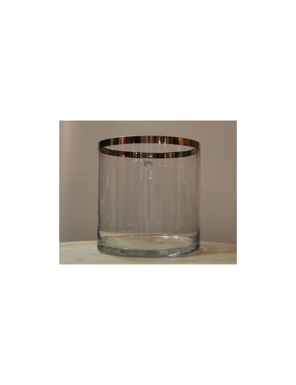 Świecznik szklany srebrny pas duży