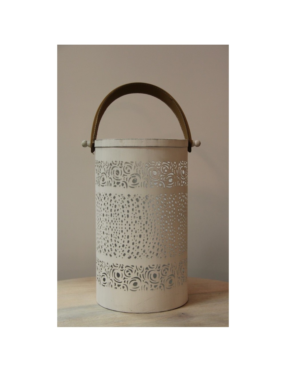 LAMPION BIAŁY Z ORNAMENTEM Mały