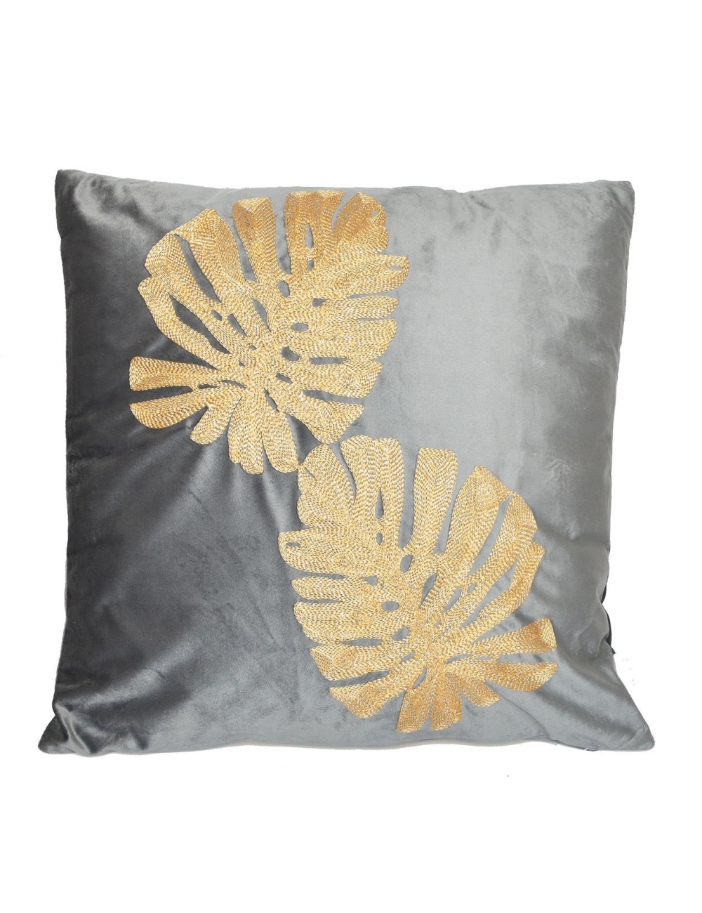 Poduszka z liśćmi szara